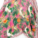Nine West Womens Boho Tassel Tropical Bird Floral Kimono Beach Swim Cover Up OS Photo 4