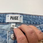 Paige Colette Crop Flare Womens Light Blue Frayed Hem Denim Jean Size 32 Stretch Photo 3