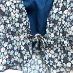 Sunday Best Aritzia cropped tie front floral blouse size XS Blue Long Sleeve Photo 8