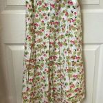 VINTAGE Cherry Print Dress with Sash 100% Cotton Size Small Green Photo 4