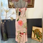 Lulus NWT  Remarkable Entrance Pink Floral Print Satin Midi Dress ~ Size M 🧡🍄 Photo 5