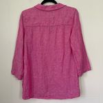 Tahari Pink Linen 3/4 Sleeve Blouse Tunic Top ~ Mother Of Pearl Buttons ~ Size S Photo 1