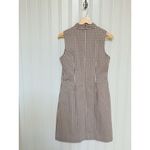 J McLaughlin Amelia Cloth Brown White Gingham Scallop Vneck Vilma Dress 8 $228 Photo 4