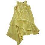 Theia Dress‎ Womens 4 Yellow Lemon Ruffle Hem Crepe Asymmetrical Sheath Photo 1