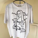 ZARA  EUC Women's Mona Lisa White Oversized T-Shirt Short Sleeve Size L Photo 0