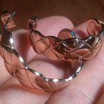 Diamond Cut Ion Plated Rose Gold Stainless Steel Half Hoop Earrings Photo 8