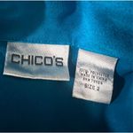 Chico's Chico’s Women Dark Turquoise Jacket Size 2(M) Chest-Pockets Button-Up Blue Suede Photo 6