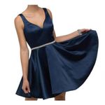Dancing Queen Blue Prom Homecoming Dress with Sparkling Waist Style 9504 Size XS Photo 0