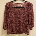 Urban Outfitters Pins & Needles Heart Sheer Peasant Button Down Blouse Photo 0