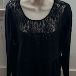 Forgotten Grace black lace crochet long sleeve blouse tunic, size S bohemian Photo 0