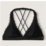 PINK - Victoria's Secret PINK Victoria’s Secret Black Lace Strappy Back Halterneck Bralette Photo 2