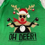 LOL Vintage Christmas Sweater Womens Large Green Oh Deer Pullover Crew Neck Photo 6