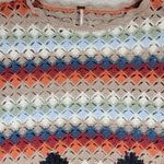 Free People  XS Crochet Fringe Sweater Multicolor Boho Chevron Knit Oversized Photo 6