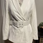 Tahari NWT Crepe Asymmetric Pleated Belt Blazer/Blouse cover jacket avant-garde Futuristic Minimalist Modern Tomboy Masc Boss Lady Work Office Photo 1