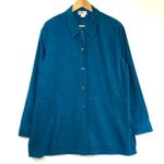 Y2K R&K Originals Plus 14 Buttoned Teal Long Sleeve Top Faux Suede Retro Funky Blue Photo 0