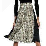 ZARA  Skirt Women Small Black Snake Print Pleated Midi Whimsigoth Streetwear Photo 0