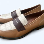 Ecco  Dress Classic 15 Brown Cream Crocodile Slip on Penny Loafer Women's 40 NEW Photo 0