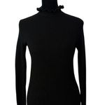 Vintage Lyle & Scott Cashmere Ribbed Mock Neck Ruffle Sweater Women XS Preppy Black Photo 0