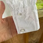 ZARA Women's White Pearl Embellished Button Down Shirt Size M Photo 6