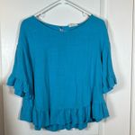 Entro  Blue Bell Sleeve Peplum Oversize Blouse Size Small EUC #7723 Photo 1