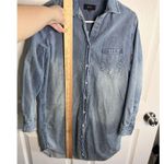 Quince Distressed Blue Denim Shirt Dress Size XS Chambray Summer Teacher Work Photo 9