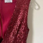 Tobi  Low Cut V-Neck Sequin Bodycon Mini Dress Ruby Red Size Small Photo 2