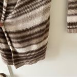 Moda  International Brown Tan Stripe Cascade Waterfall  Belted Sweater Cardigan Photo 1