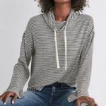 Lucky Brand  Black & White Stripe Cowl Neck Lightweight Sweatshirt S Photo 0