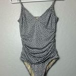 Garnet Hill gray and white Polkadot ruched one piece swimsuit size 6 Photo 1