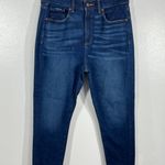 Loft High Rise Mom Jeans Frayed Hem Dark Wash Denim Comfort Stretch Size10 Photo 2