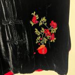 Chico's  Design 1‎ Jacket Womens Medium Black Velvet Floral Silk Rayon Toggle M 8 Photo 3