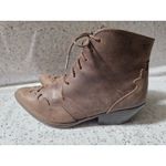 DETAILS Harris Hawk Leather Western Ankle Boots Women 6.5 Scroll Leather Spanish Brown Photo 1
