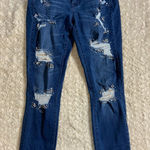 Bebe Bedazzled Low Rise Jeweled and Distressed Slim Straight Leg Jeans Size 26 Photo 0