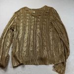 Ralph Lauren Lauren  Women's Gold Cable Knit V Neck Sweater Size XL‎ Rayon Photo 5