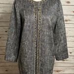 Chico's  corpcore grey/black/white metallic tweed open front overcoat Size 2 Photo 0