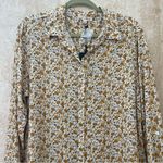 Jane and Delancey  Floral Button-Up Blouse Shirt Yellow Village Western Boho XL Photo 12