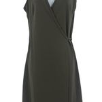 EXPRESS Vtg 90s  Wrap Dress Sz 3/4 Olive Midi Y2k Grunge Minimal Prep Forest Work Photo 0