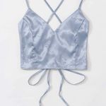 Romwe Satin Lace up Crop Top Photo 0