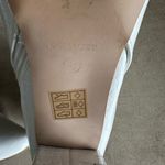 Pretty Little Thing  Women's Size 8 Faux Leather Crocodile Boots Cream Block Heel Photo 2