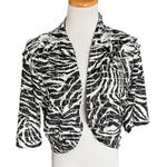 Nina Leonard Womens Lennie by  Animal Print Ruffle Cropped Jacket Blazer - Sz L Photo 0