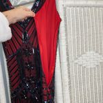 Unique Vintage Red Black Sequin Fringe Flapper Dress 1920s Gatsby Small Photo 9