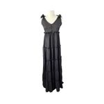 Boohoo  Black Ruffle Tier Tie Shoulder Maxi Dress Women’s Size 6 NWT Photo 1