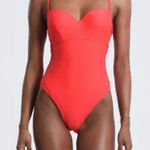 Molly Bracken SWEETHEART ONE-PIECE SWIMSUIT IN ORANGE RED Size Large NWOT Photo 0