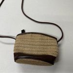 Vintage Tan Woven Crossbody Handb Purse Brown Leather Trim Mini Boho 90s Photo 0
