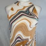 Cato mocha white and aqua abstract print tie sides halter maxi dress size small Photo 2