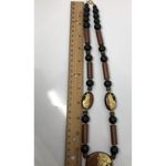 Gorgeous Large 22" Beaded Necklace Unique Large Pendant Bronze Brown Black Beads Photo 2