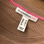 Isaac Mizrahi  Live! Womens Sweater Short Sleeve Ruffle Ribbed Knit Brown M Photo 2