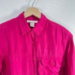 The Limited  Silk Button Down Top Long Sleeve Shirt Small Hot Pink Career Classic Photo 3