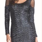 Dress the Population Silver sequin Body-Con dress with mesh shoulders Photo 0