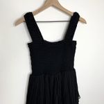 Ganni  Pleated Georgette Flounce Smock Midi Dress Black Womens Size 32 New Photo 5